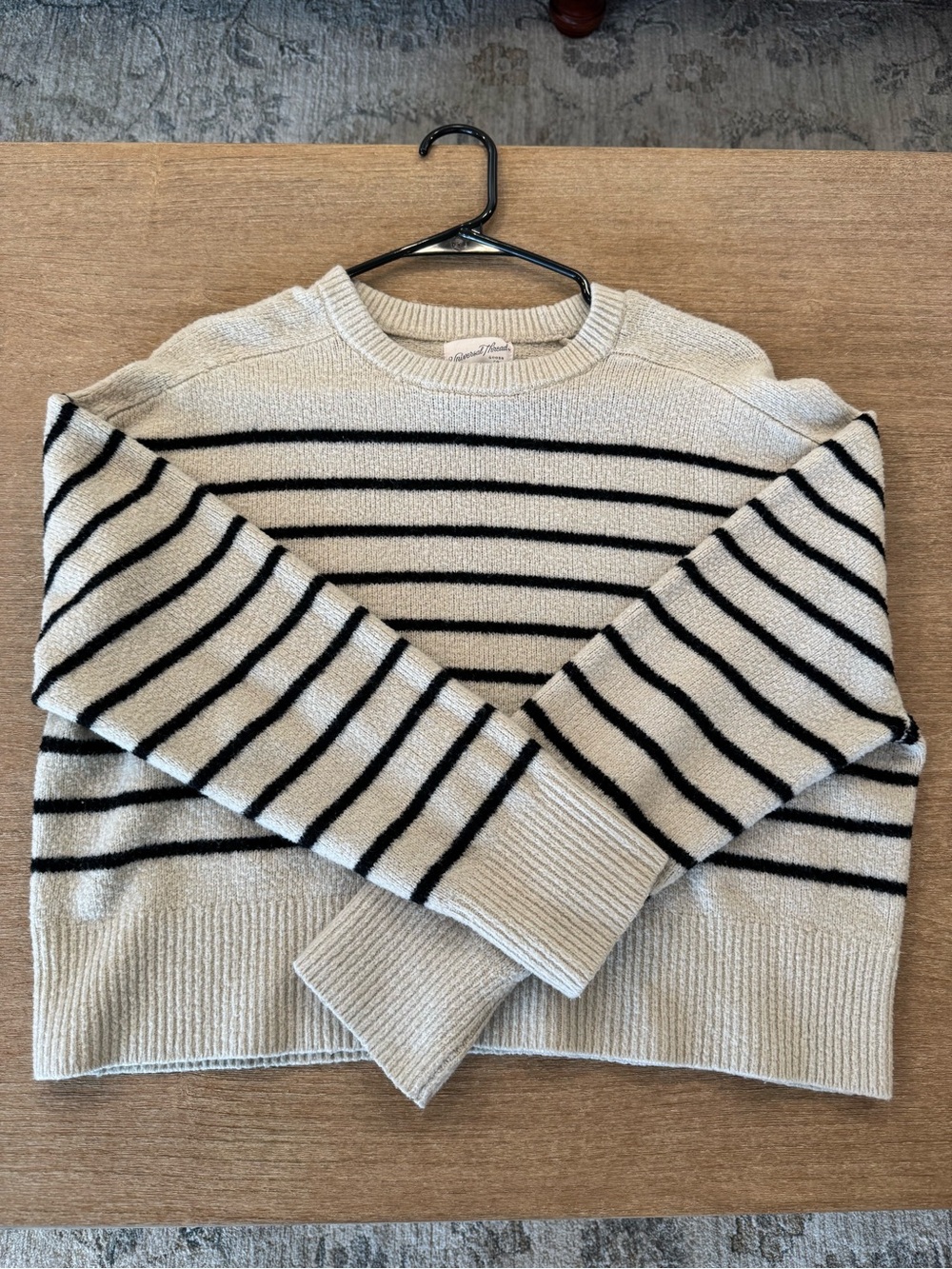 Universal Threads Striped Crewneck Sweater - Cream & Black